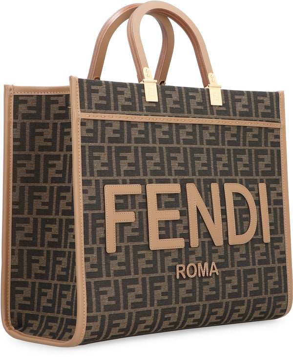 F1GE3 FENDI  MEDIUM SUNSHINE BAG IN BROWN JACQUARD FF FABRIC