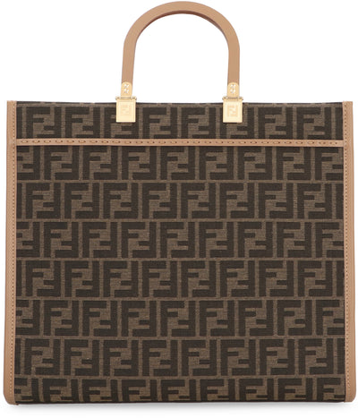 F1GE3 FENDI  MEDIUM SUNSHINE BAG IN BROWN JACQUARD FF FABRIC