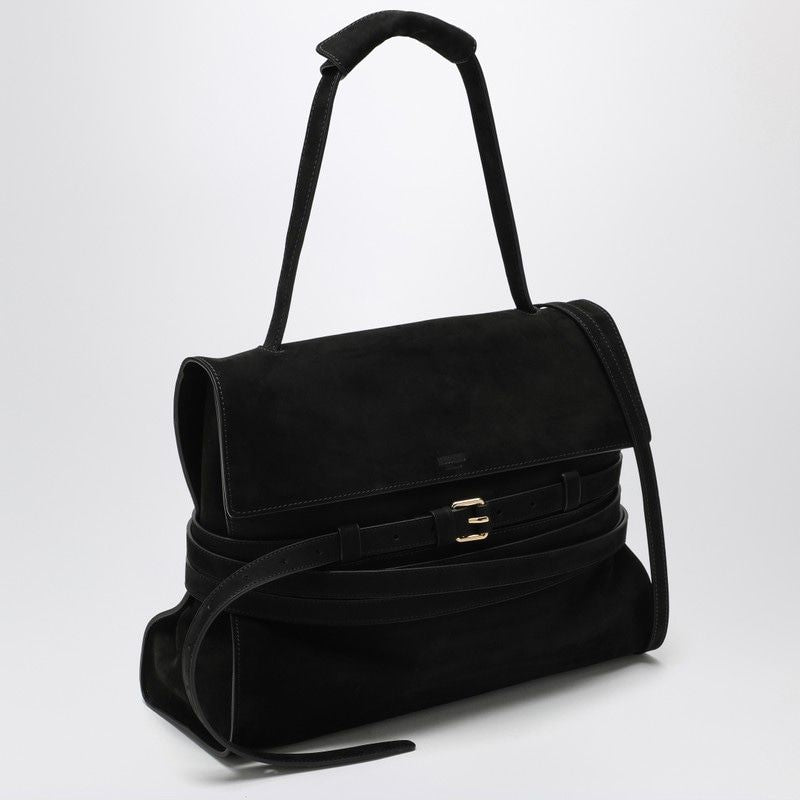 0555 MOSCHINO COUTURE  SMALL BLACK SUEDE SHOULDER BAG