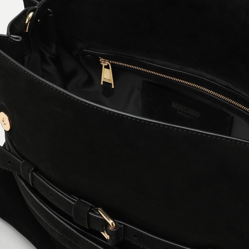 0555 MOSCHINO COUTURE  SMALL BLACK SUEDE SHOULDER BAG