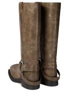 Beige ACNE STUDIOS LEATHER BOOTS WITH BUCKLE