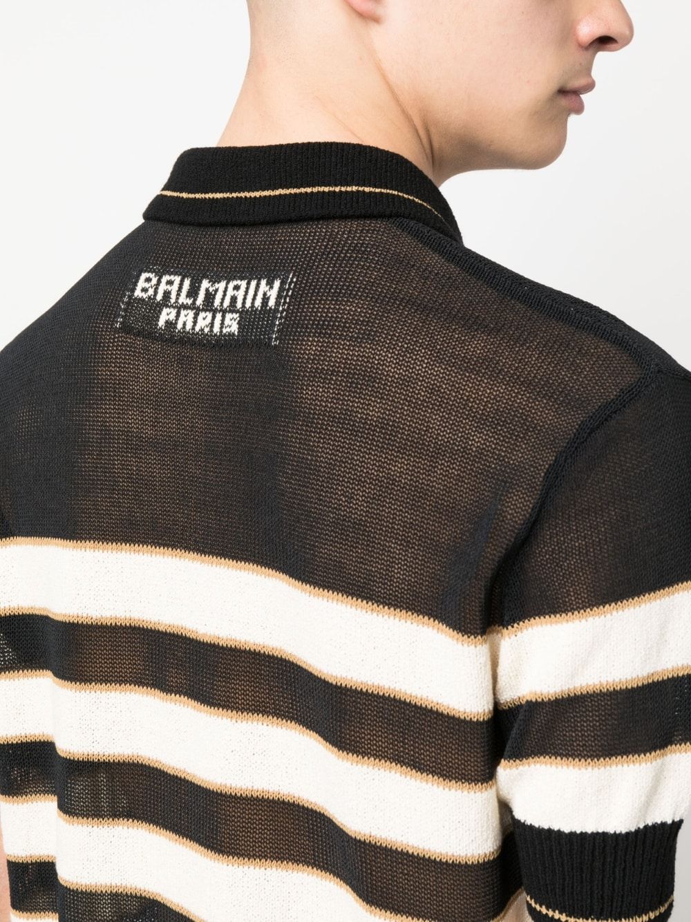 EHL BALMAIN STRIPE KNITTED POLO SHIRT