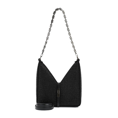 Chic and versatile cut out mini bag in classic black leather