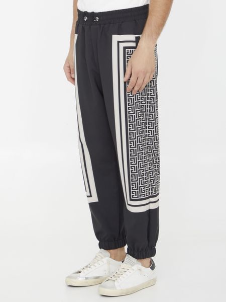 EJB BALMAIN MONOGRAM SCARF TRACK PANTS