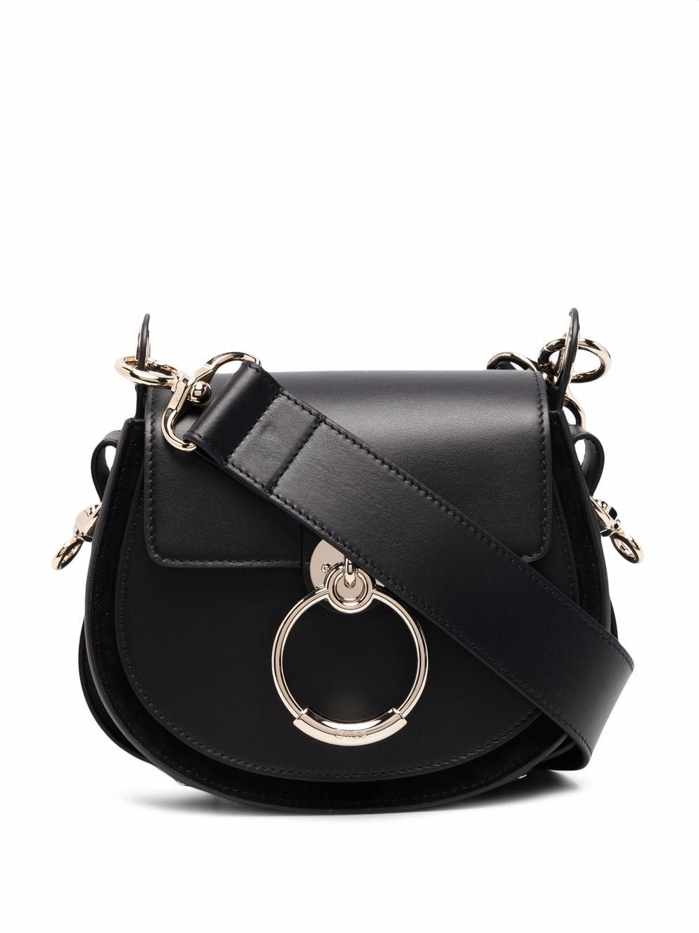 001 CHLOÉ CROSSBODY S BLACK GOLDEN LOGO BUCKLE