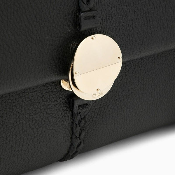 001 CHLOÉ PENELOPE M BLACK BAG WITH GOLDEN LOGO