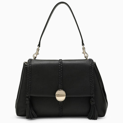 001 CHLOÉ PENELOPE M BLACK BAG WITH GOLDEN LOGO