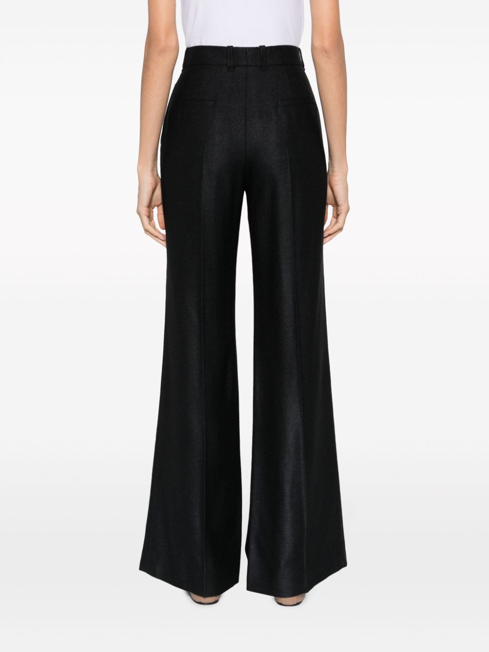 065001 CHLOÉ WOOL AND SILK BLEND FLARED LEG TROUSERS