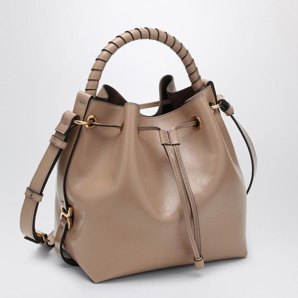 28V CHLOÉ  MARCIE BUCKET BAG IN DEEP BEIGE LEATHER