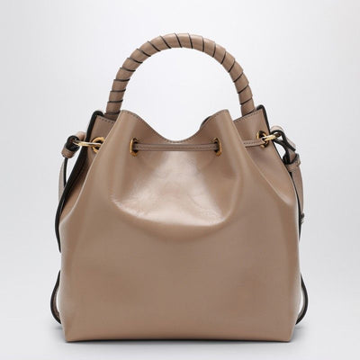 28V CHLOÉ  MARCIE BUCKET BAG IN DEEP BEIGE LEATHER