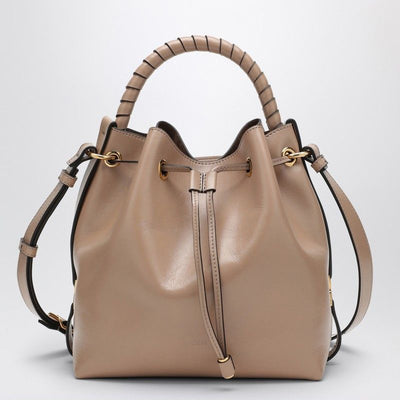 28V CHLOÉ  MARCIE BUCKET BAG IN DEEP BEIGE LEATHER