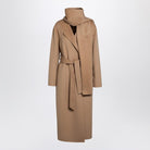 004 PAROSH  BEIGE WOOL COAT WITH SCARF