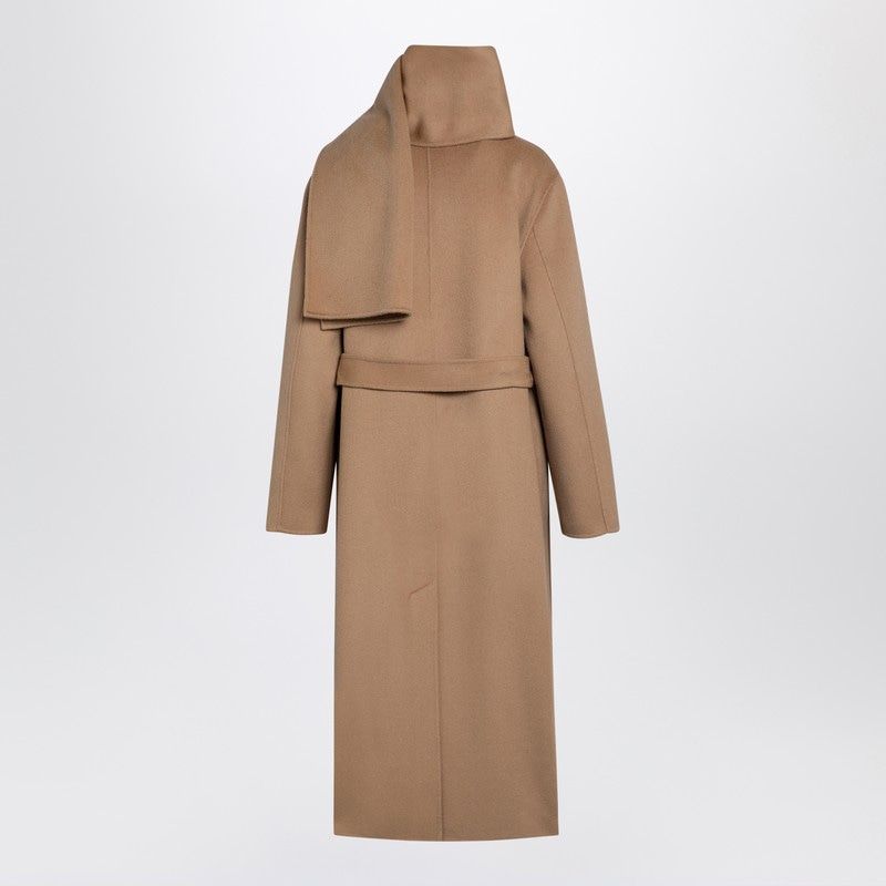 004 PAROSH  BEIGE WOOL COAT WITH SCARF