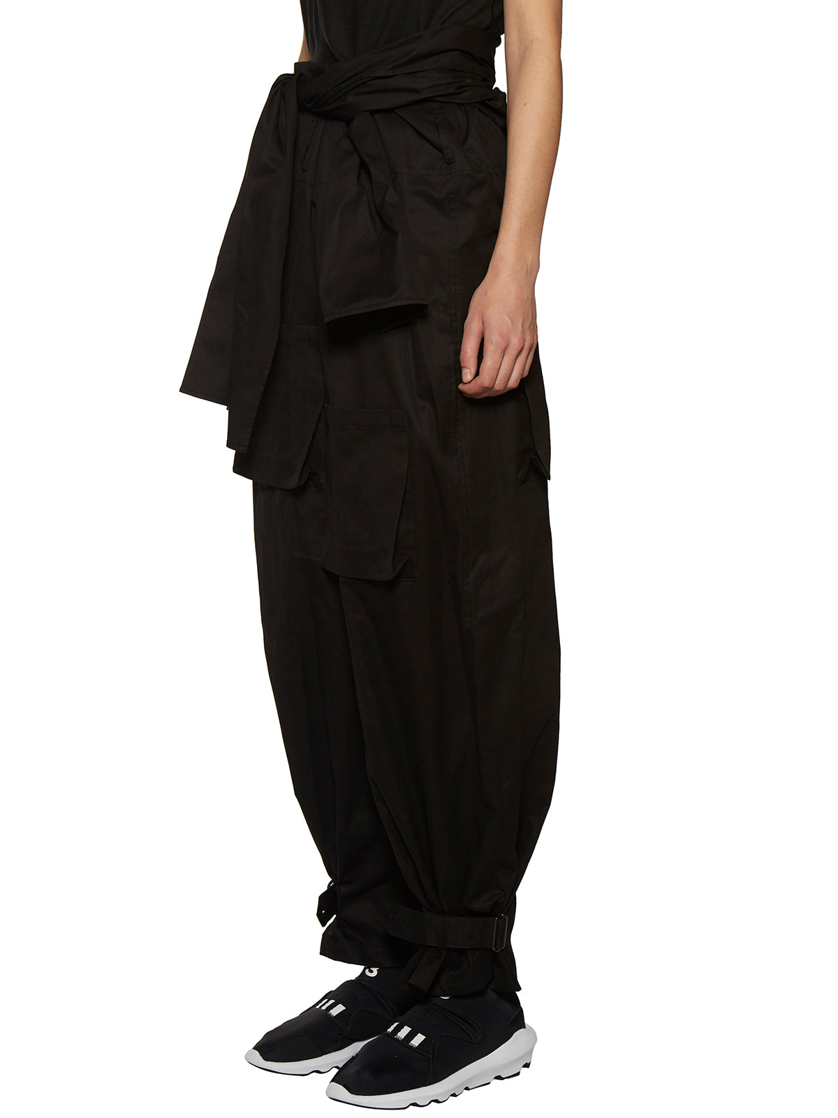 Black YOHJI YAMAMOTO GABARDINE HIGH WAIST TROUSERS