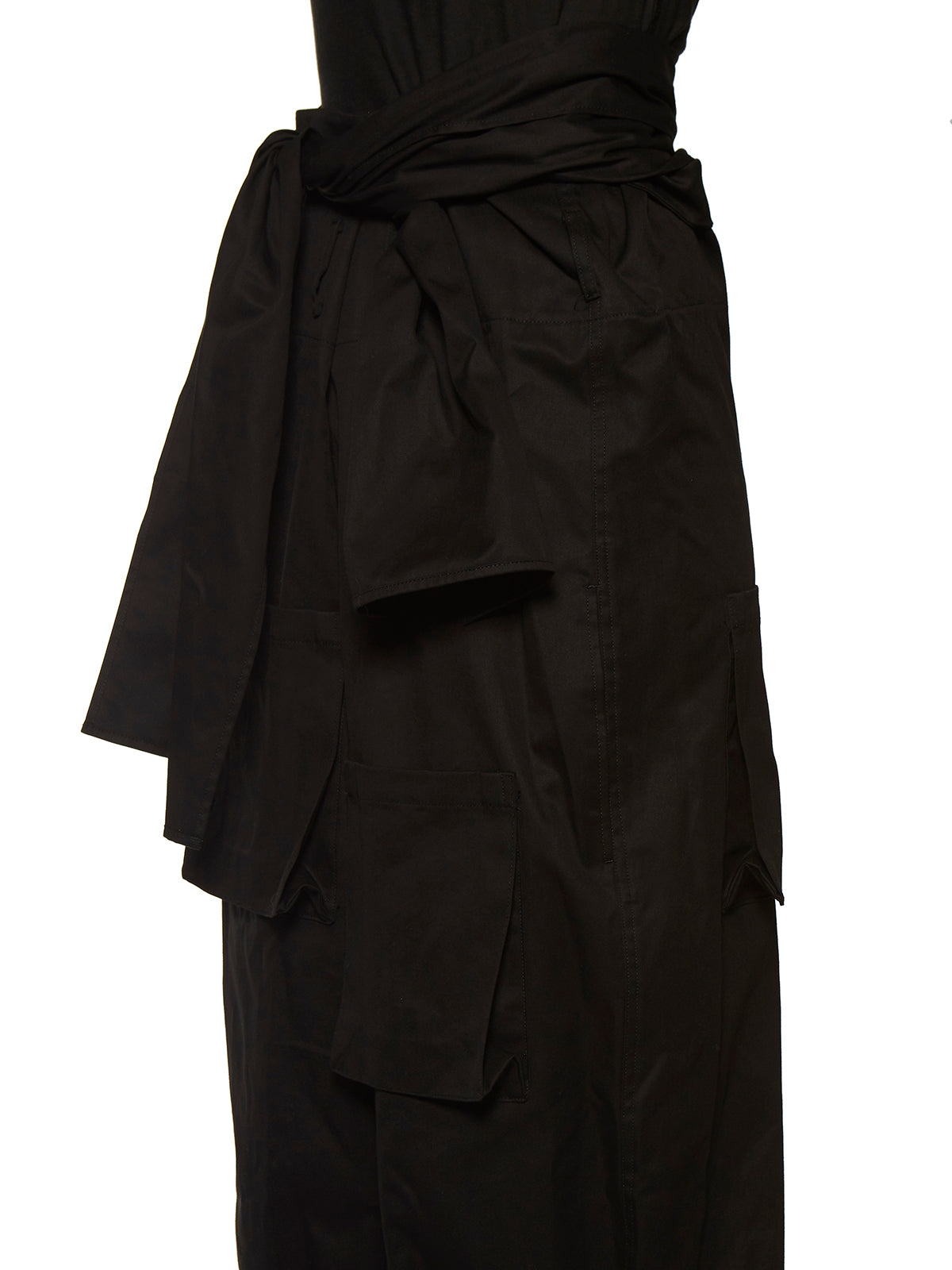 Black YOHJI YAMAMOTO GABARDINE HIGH WAIST TROUSERS