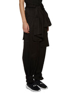 Black YOHJI YAMAMOTO GABARDINE HIGH WAIST TROUSERS