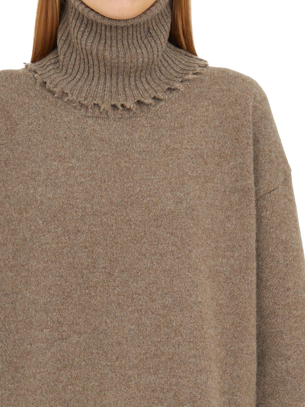 Brown UMA WANG MAGLIONE COLLO ALTO IN CASHMERE