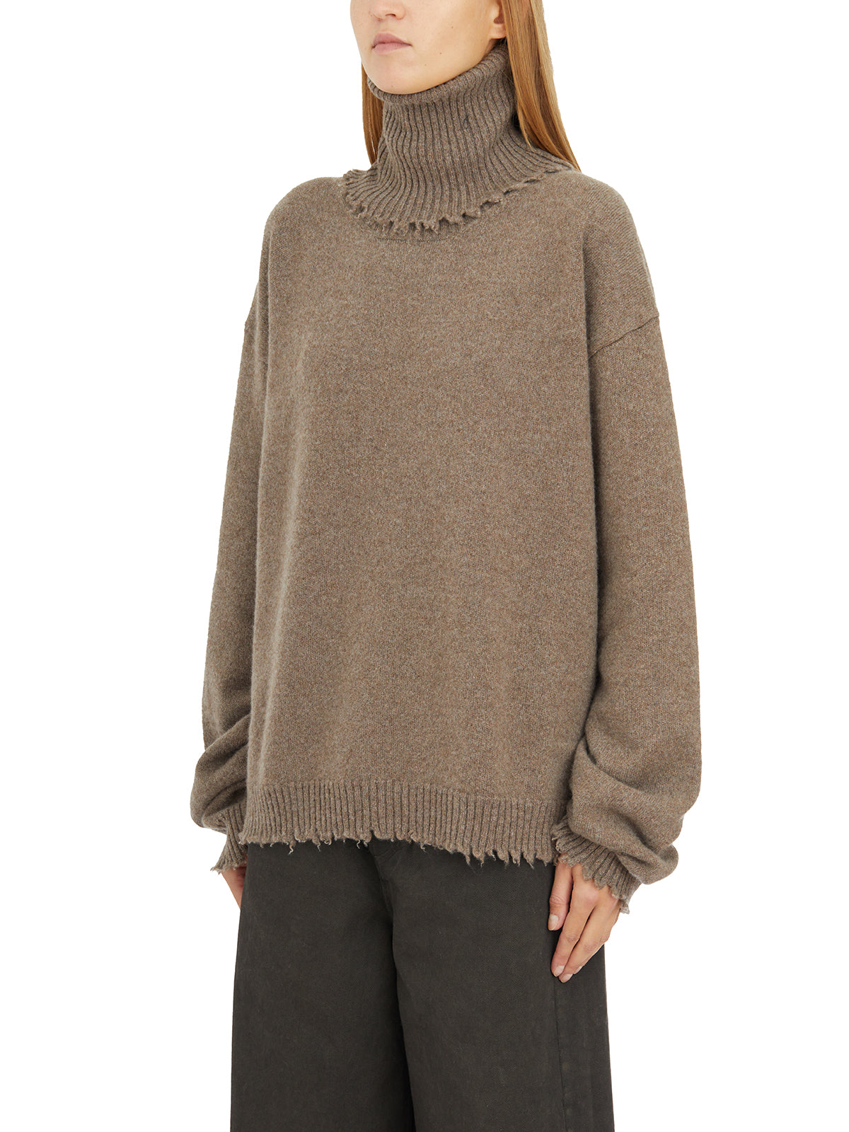 Brown UMA WANG MAGLIONE COLLO ALTO IN CASHMERE