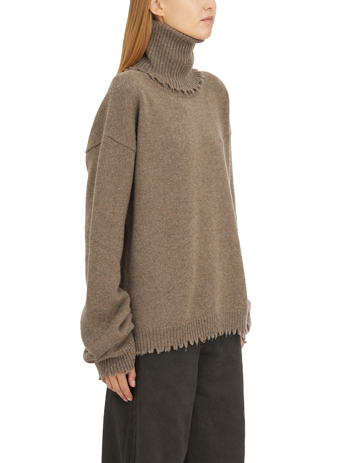 Brown UMA WANG MAGLIONE COLLO ALTO IN CASHMERE