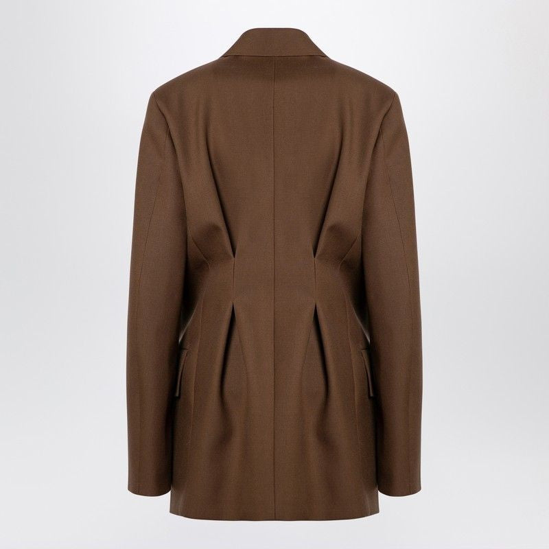 215 JIL SANDER  BROWN WOOL DOUBLE-BREASTED JACKET