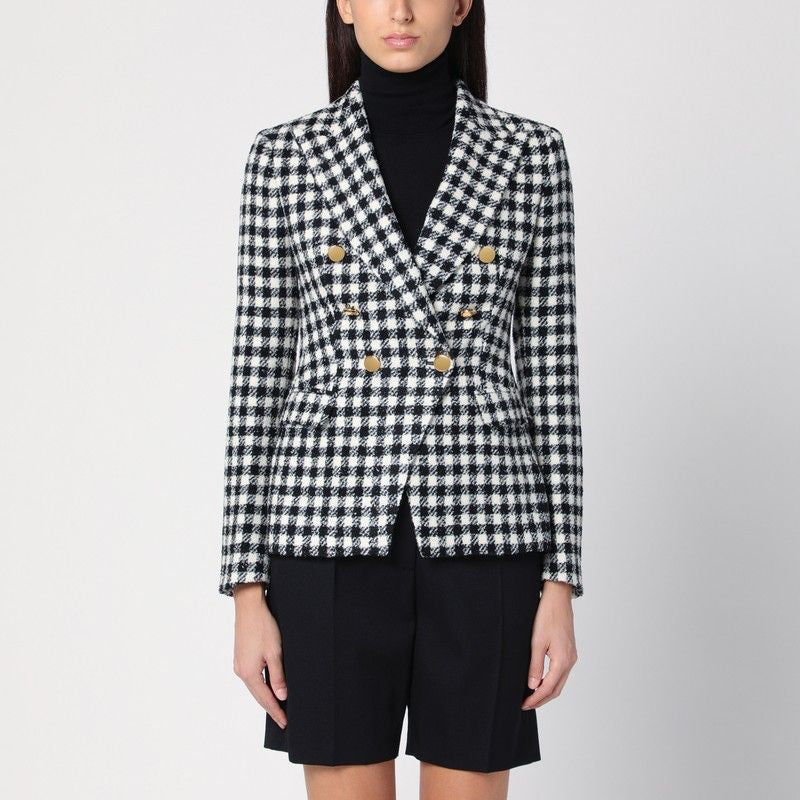 MULTICOLOR TAGLIATORE BLACK/WHITE DOUBLE-BREASTED CHECKED JACKET  (J_ALICYA10B280010)