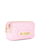 PINK LOVE MOSCHINO SUPER QUILTED LOGO CROSSBODY BAG