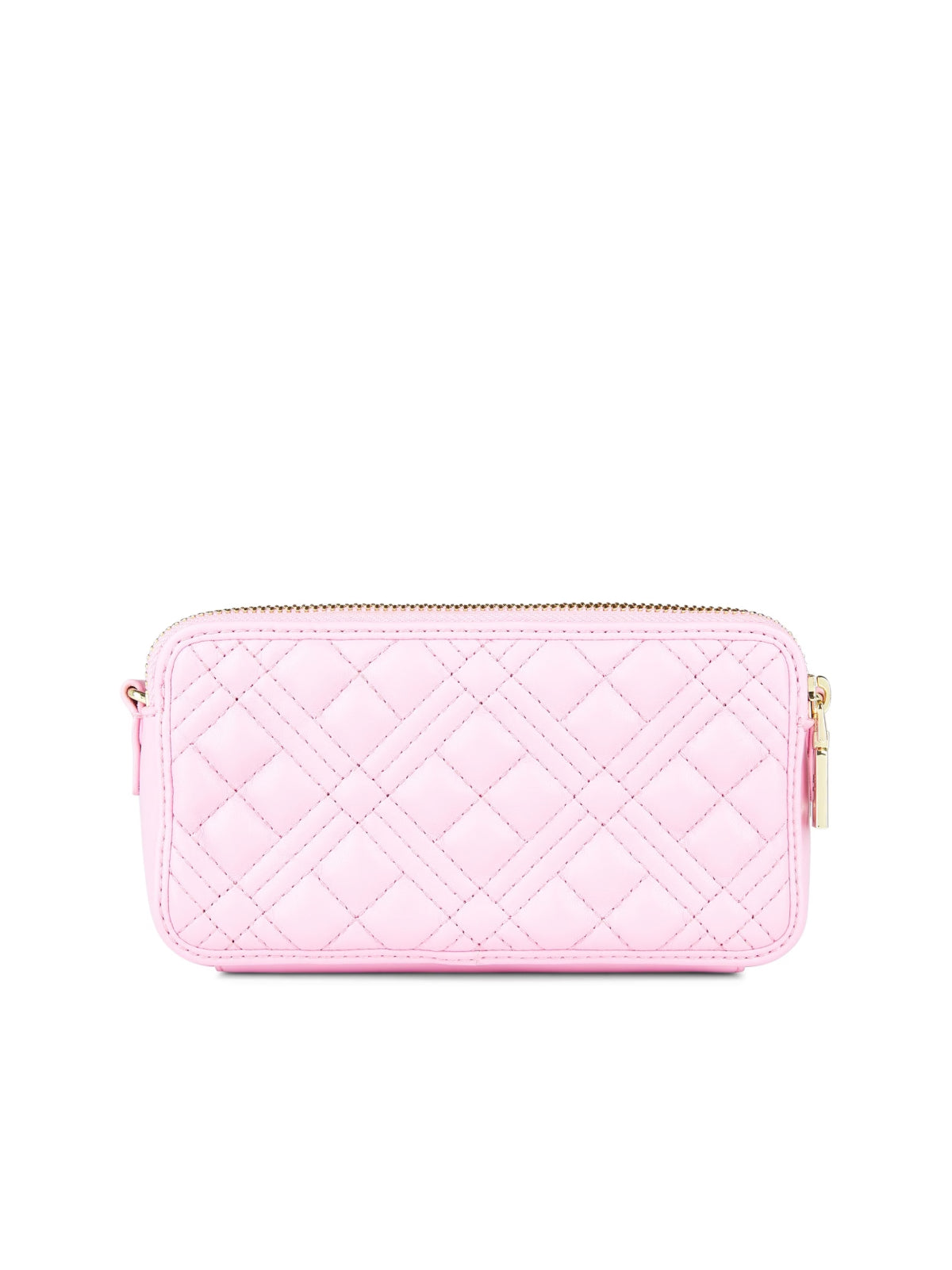 PINK LOVE MOSCHINO SUPER QUILTED LOGO CROSSBODY BAG