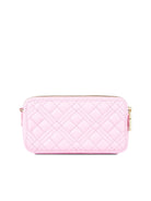 PINK LOVE MOSCHINO SUPER QUILTED LOGO CROSSBODY BAG