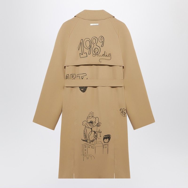 CML 1989 STUDIO  EMBROIDERED TRENCH SCRIBBLE