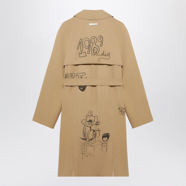 CML 1989 STUDIO  EMBROIDERED TRENCH SCRIBBLE