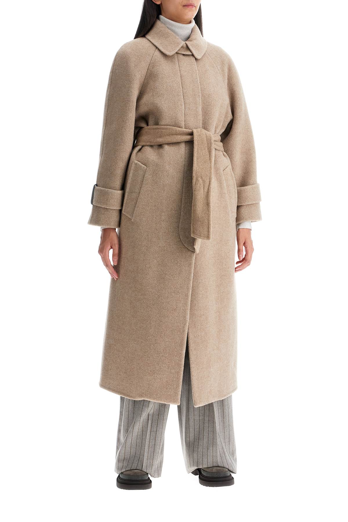 C001R BRUNELLO CUCINELLI WOOL AND CASHMERE COAT WITH BELT.