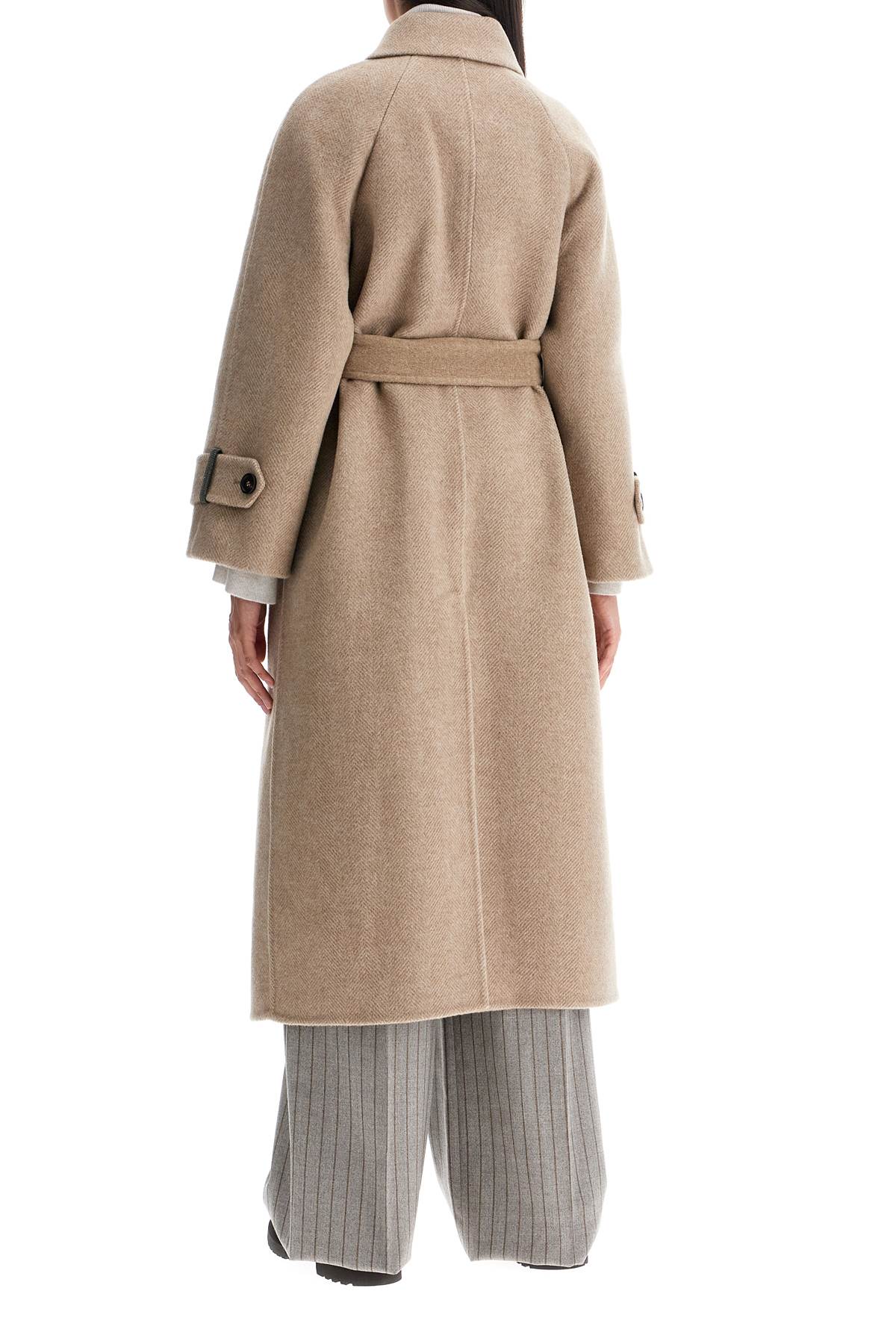 C001R BRUNELLO CUCINELLI WOOL AND CASHMERE COAT WITH BELT.