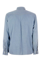 CEI28 BRUNELLO CUCINELLI LIGHTWEIGHT DENIM LEISURE FIT SHIRT WITH PRESS STUDS, EPAULETTES AND POCKETS