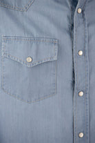 CEI28 BRUNELLO CUCINELLI LIGHTWEIGHT DENIM LEISURE FIT SHIRT WITH PRESS STUDS, EPAULETTES AND POCKETS