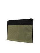 GREEN MARNI LOGO-EMBROIDERED ZIP CLUTCH BAG