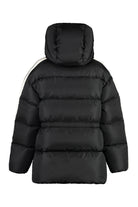 BLACK OFF WHITE PALM ANGELS HOODED TECHNO FABRIC DOWN JACKET