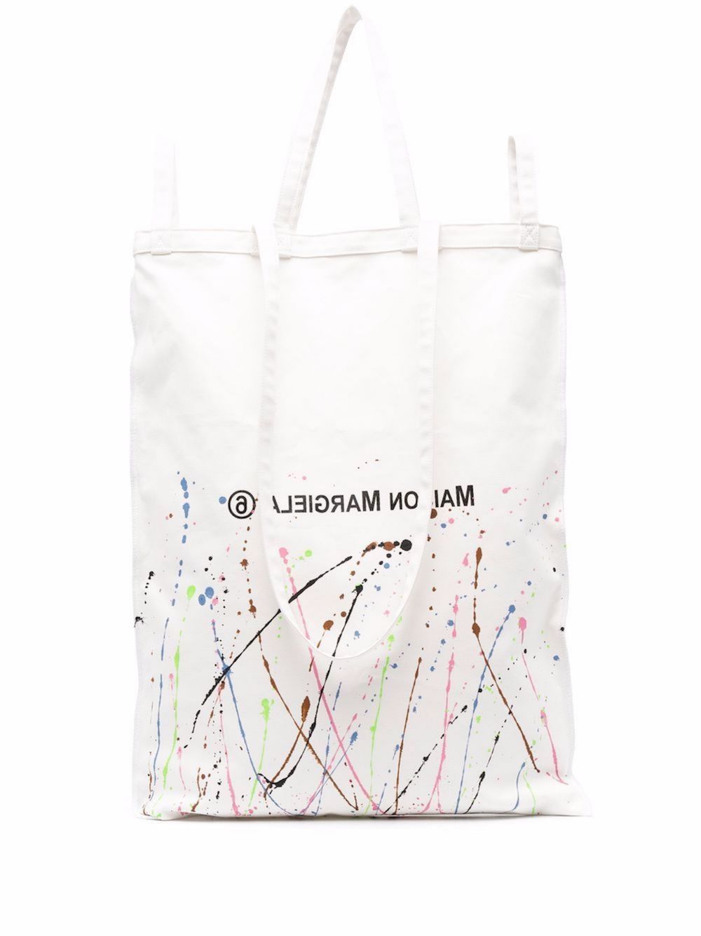 WHITE MAISON MARGIELA MM6 OVERSIZE LOGO TOTE BAG