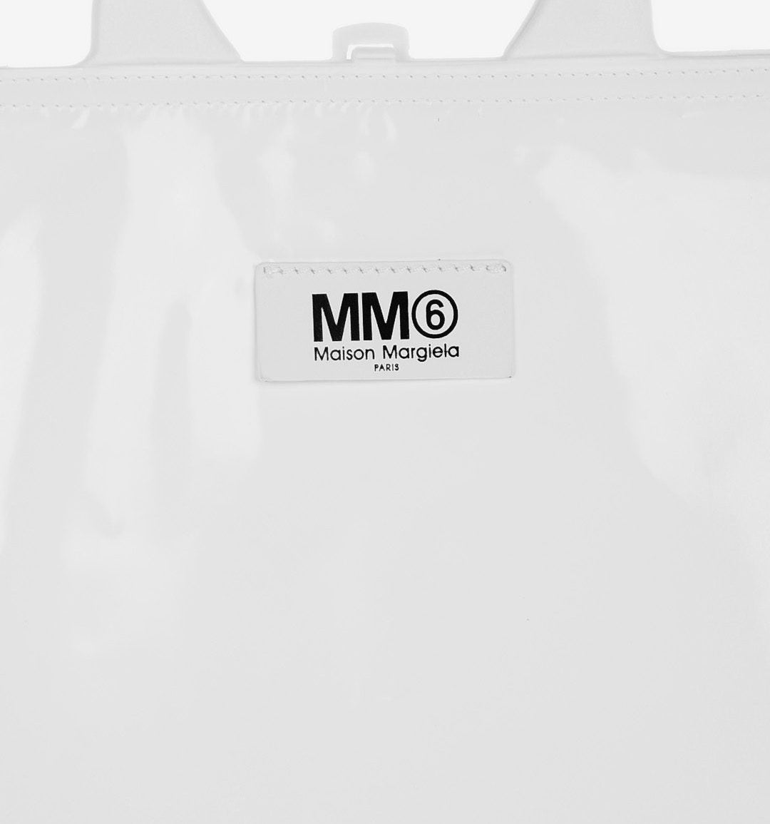 WHITE MAISON MARGIELA MM6 LOGO TOTE BAG