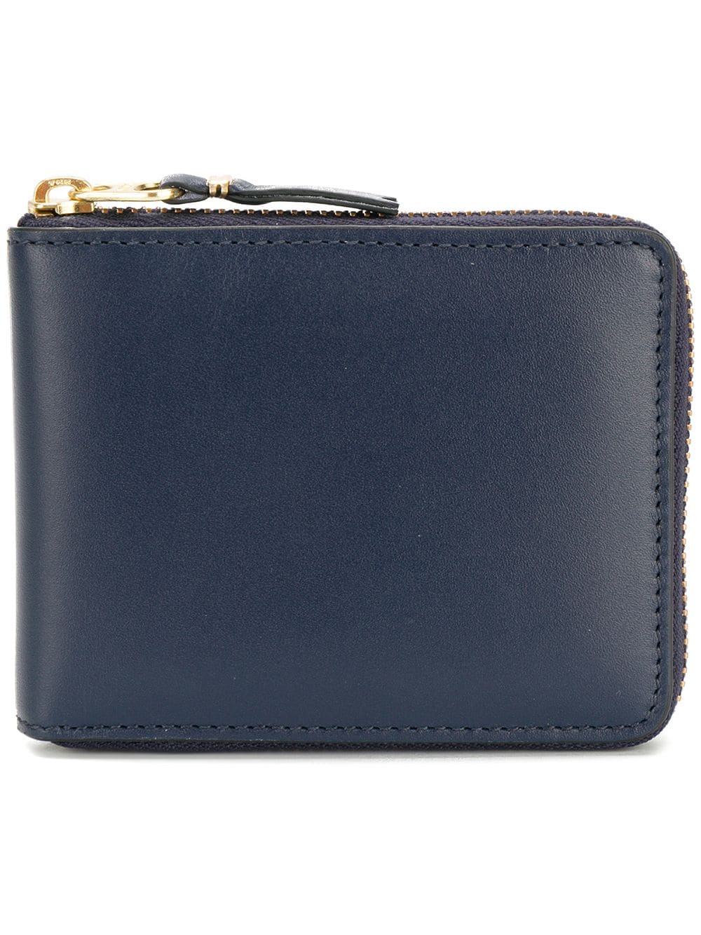 NAVY COMME DES GARÇONS WALLET NAVY LEATHER ZIPPED WALLET.