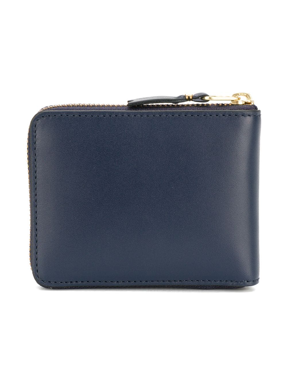 NAVY COMME DES GARÇONS WALLET NAVY LEATHER ZIPPED WALLET.