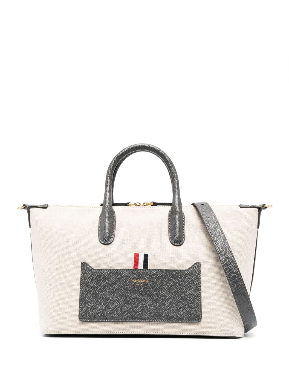 F0492255 THOM BROWNE BEIGE TOTE BAG WITH LOGO