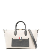 F0492255 THOM BROWNE BEIGE TOTE BAG WITH LOGO