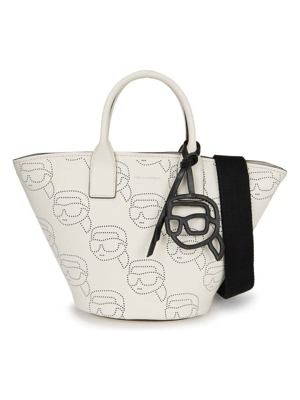 A110 KARL LAGERFELD PERFORATED KARLITOS WHITE TOTE