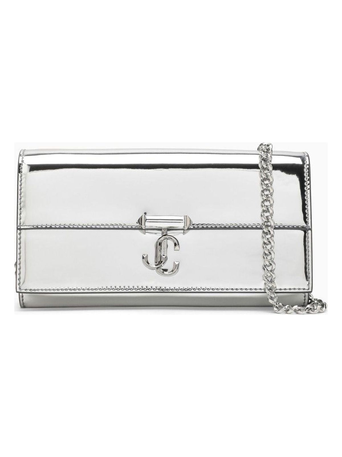 SI JIMMY CHOO  AVENUE SILVER LEATHER CHAIN WALLET