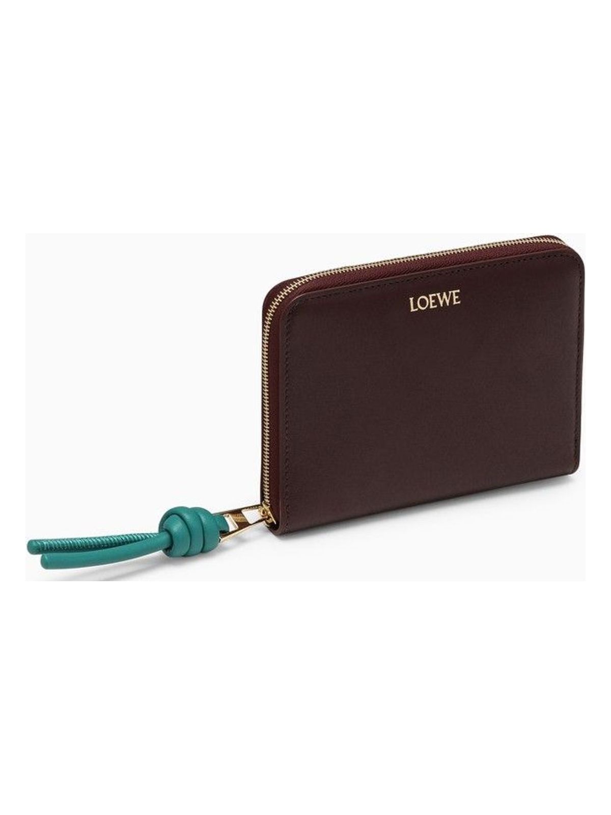 6894 LOEWE  KNOT COMPACT ZIPPED WALLET IN BURGUNDY LEATHER