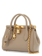 8I399 DOLCE & GABBANA TAUPE LEATHER HANDBAG WITH LOCK