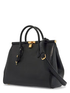 80999 DOLCE & GABBANA BLACK CALFSKIN TOP HANDLE BAG WITH CLASSIC AND STRUCTURED SHOULDER STRAP