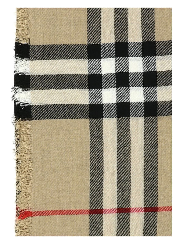 Beige BURBERRY CHECK WOOL SCARF