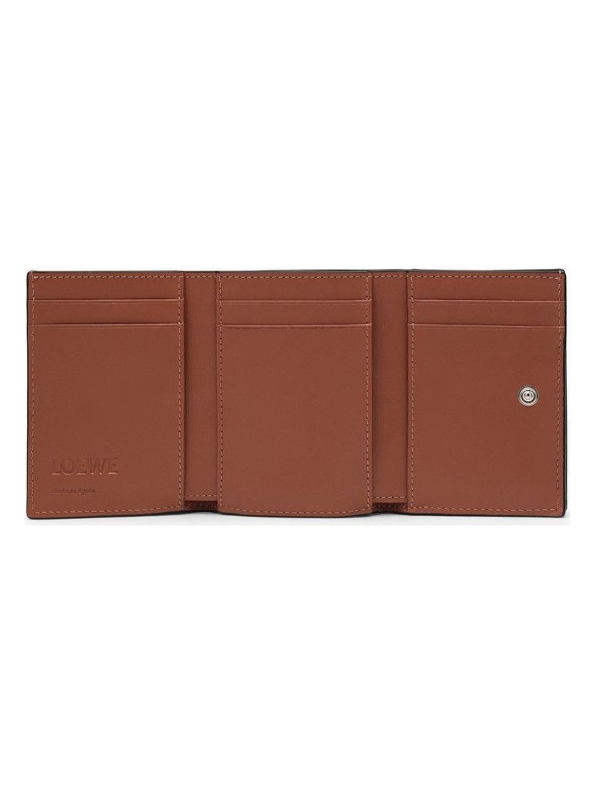 2530 LOEWE  ANAGRAM BROWN GRAINED LEATHER TRIFOLD WALLET