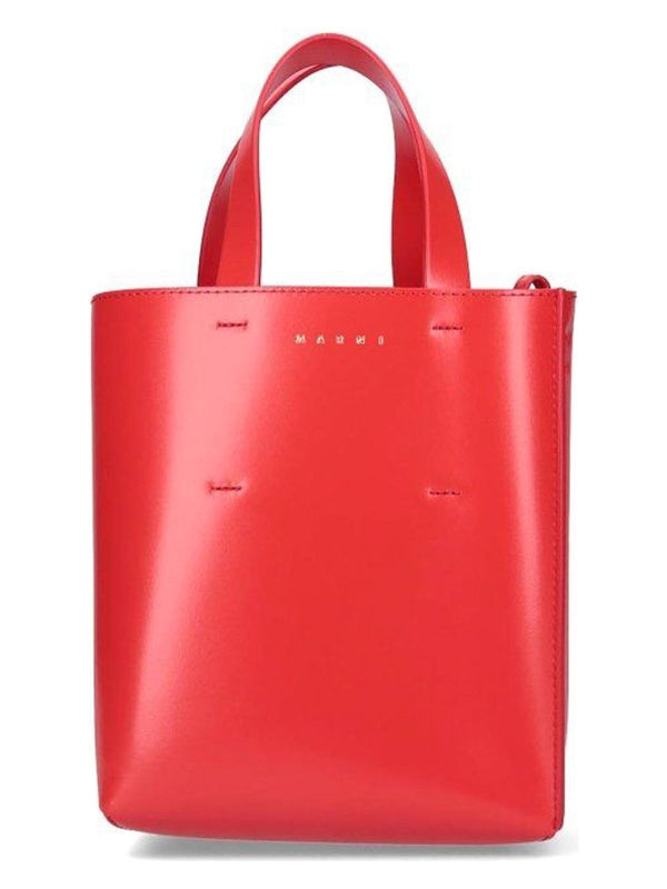 00R62 MARNI SHOPPING S RED LEATHER STRAP WITH LOGO